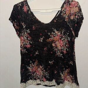 Rewind Black and Pink Floral Blouse
